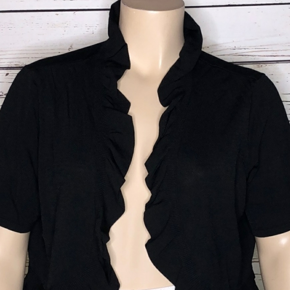 Dressbarn 18/20 Ruffle Trim Cropped Shrug Cardigan